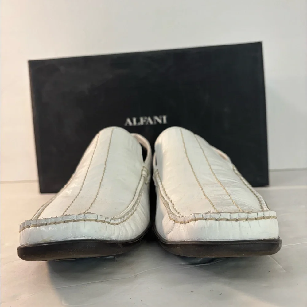 ALFANI Daytona White Leather Slip-on Shoes Size 7